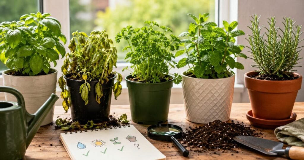 my indoor herbs keep dying